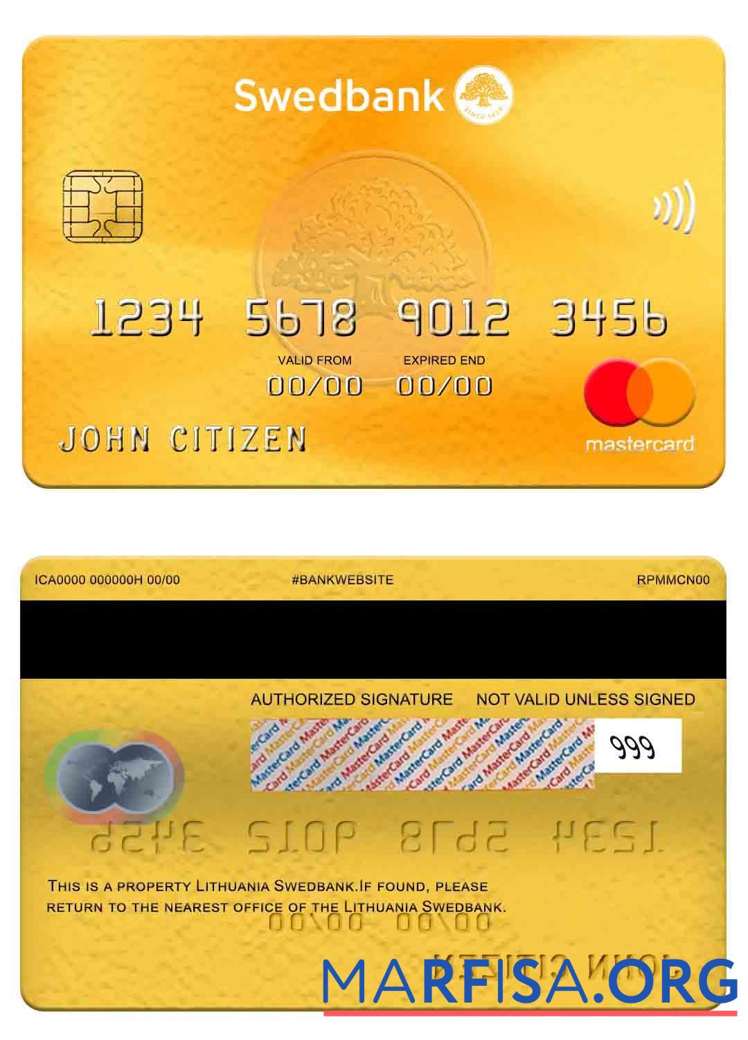 Downloadable Lithuania Swedbank mastercard download for verification
